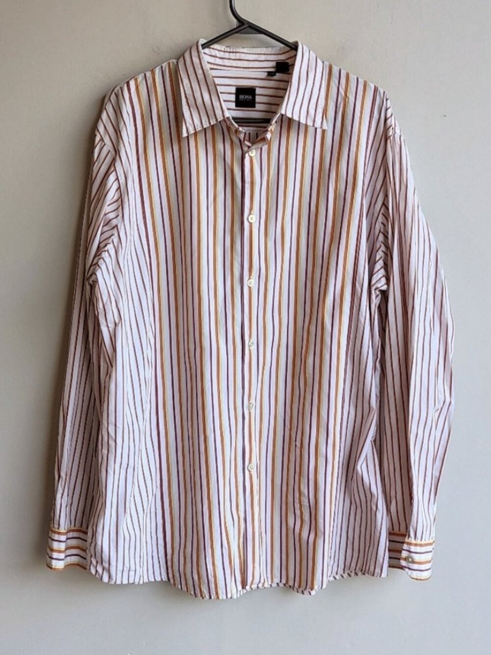 Hugo Boss 100% cotton striped button down dress shirt